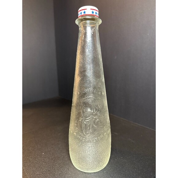 Vintage George Washington Embossed Glass Bottle w/ Stars Cap 11" Patriotic - Picture 1 of 9